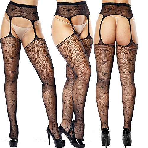 Vellede Mujer Medias Lencería Liguero Muslo Panti Medias Paquete de 3 (3 Pack G)