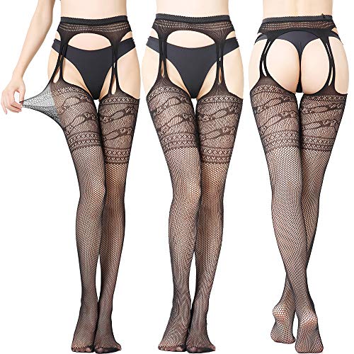 Vellede Mujer Medias Lencería Liguero Muslo Panti Medias Paquete de 3-4