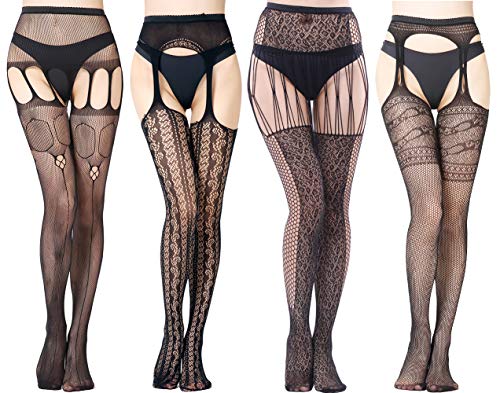 Vellede Mujer Medias Lencería Liguero Muslo Panti Medias Paquete de 3-4