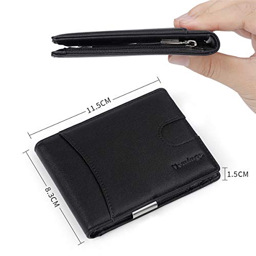 Vemingo Cartera para Hombre con Clip,Monedero con RFID Bloqueo para Tarjetas de Crédito Portamonedas Ligeros para Hombre/Adolescente Negro