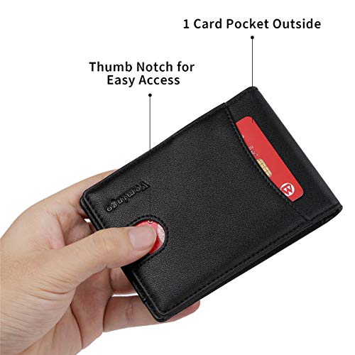 Vemingo Cartera para Hombre con Clip,Monedero con RFID Bloqueo para Tarjetas de Crédito Portamonedas Ligeros para Hombre/Adolescente Negro