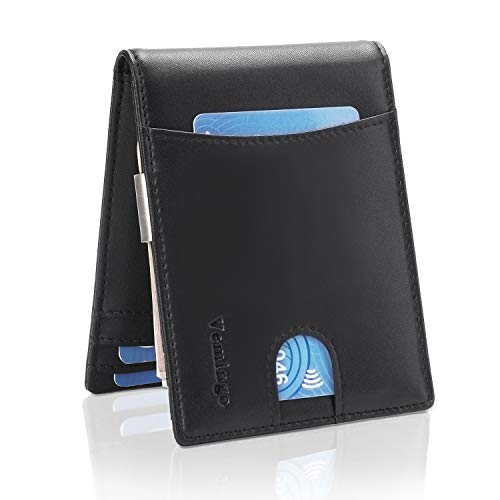 Vemingo Cartera para Hombre con Clip,Monedero con RFID Bloqueo para Tarjetas de Crédito Portamonedas Ligeros para Hombre/Adolescente Negro