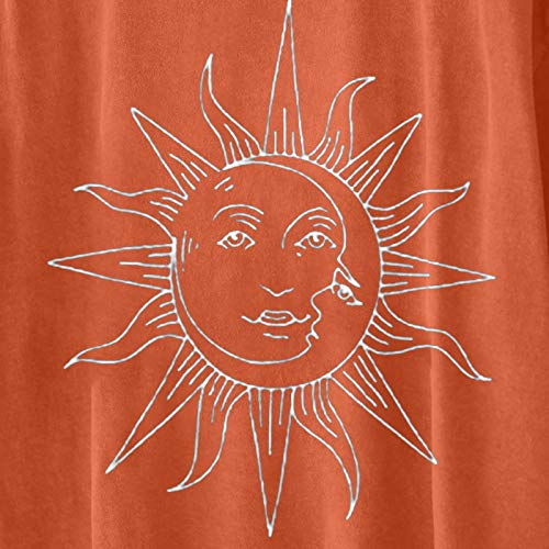 VEMOW Camiseta de Mujer Manga Corta Cuello Redondo, 2021 Moda Sol Luna Flor Impresión Basica Vintage Suelto Camiseta Blusas Camisas Tops Verano Tops Casual Fiesta E-Girl Original T-Shirt(H,M)