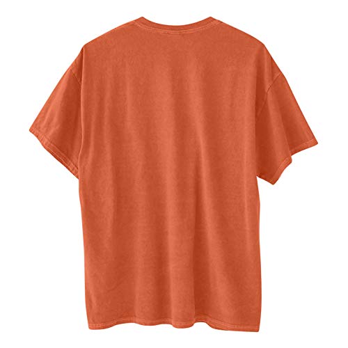 VEMOW Camiseta de Mujer Manga Corta Impreso Estrella Sol Luna Talla Grande, Primavera Verano Moda Naranja Blusa Camisa Cuello Redondo Basica Camiseta Casual Suelta Tops Fiesta T-Shirt(H,M)