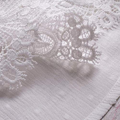 VEMOW Camisola Tops Mujer Vintage Jacquard Tres Cuartos de Encaje con Cuello en V Talla Grande Blusas Superior(Blanco,2XL)
