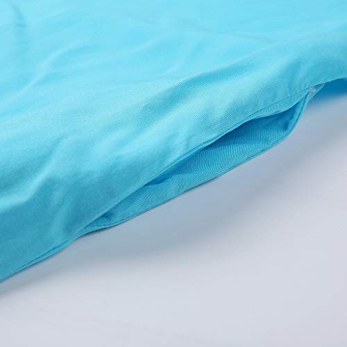 VEMOW Falda Larga Mujer O-Cuello de Las Mujeres sólido Ocasional Flojo sin Mangas Holgados Largos Vestidos(Azul Claro,L)