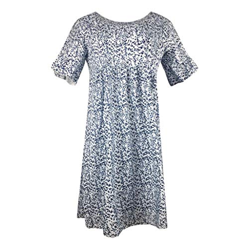 VEMOW Faldas Mujer Vestido Suelto De Gasa con Cuello Redondo y Volantes De Manga Corta para Mujer Vestido(Rosado,4XL)