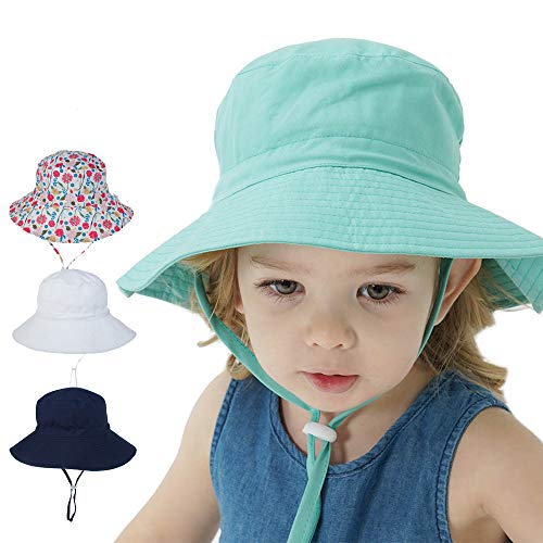Verano bebé Sombrero para el Sol niños Gorra niños Unisex Playa niñas Sombreros de Cubo Dibujos Animados Infantil protección UV -Blue seahorse-1-6-36 Months Baby