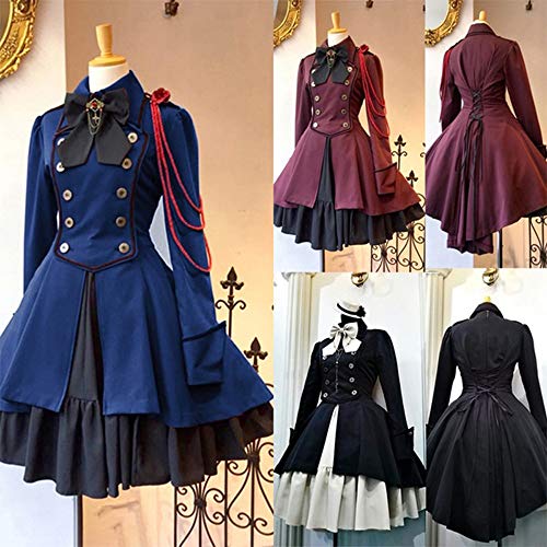 VERNASSA Chaqueta de Abrigo gótica clásica de Lolita para Damas, Vestidos de Disfraces Vintage Retro con Lazo, Vestidos de Princesa de Manga Larga para Cosplay de Fiesta