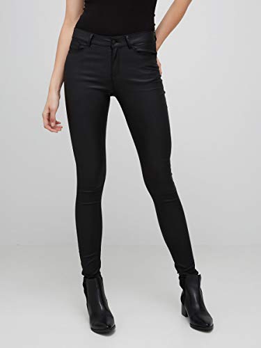 Vero Moda 10138972, Pantalones para mujer, negro (black/coated), M/32