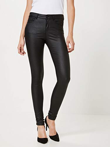 Vero Moda 10138972, Pantalones para mujer, negro (black/coated), XL/34