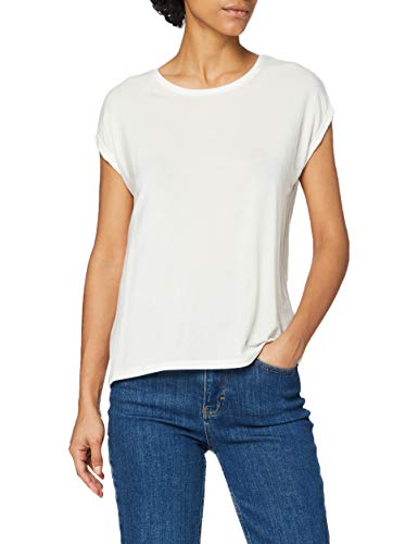 Vero Moda Vmava Plain Ss Top Ga Noos, Camiseta para Mujer, Blanco (Snow White Snow White), 40 (Talla del fabricante: Large)