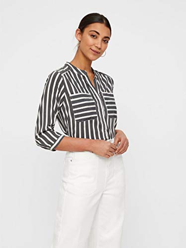 Vero Moda Vmerika, Blusa para Mujer, Multicolor (Black Stripes:opposite Stripe Snow/black), L