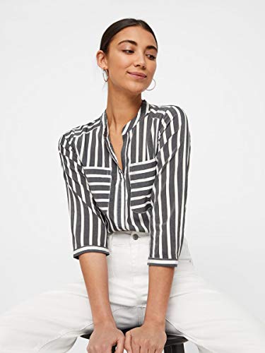 Vero Moda Vmerika, Blusa para Mujer, Multicolor (Black Stripes:opposite Stripe Snow/black), L