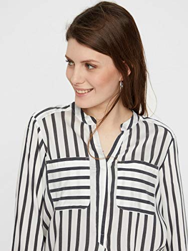 Vero Moda Vmerika, Blusa para Mujer, Multicolor (Snow White Stripes:Black), M