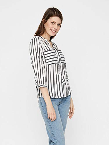 Vero Moda Vmerika, Blusa para Mujer, Multicolor (Snow White Stripes:Black), XL