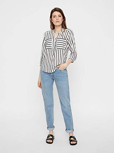 Vero Moda Vmerika, Blusa para Mujer, Multicolor (Snow White Stripes:Black), XS
