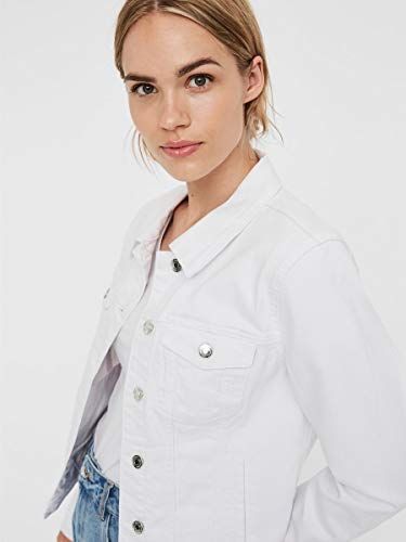 Vero Moda Vmhot SOYA LS Denim Jacket Mix Noos Chaqueta, Blanco (Bright White Bright White), 36 (Talla del Fabricante: X-Small) para Mujer