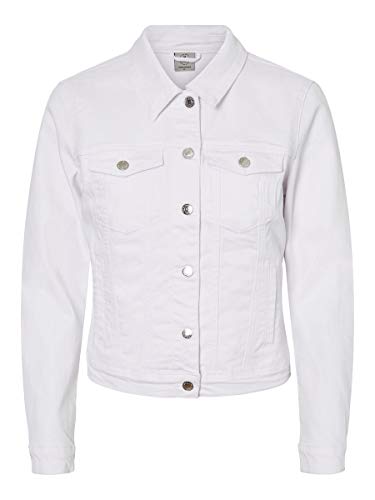 Vero Moda Vmhot SOYA LS Denim Jacket Mix Noos Chaqueta, Blanco (Bright White Bright White), 36 (Talla del Fabricante: X-Small) para Mujer