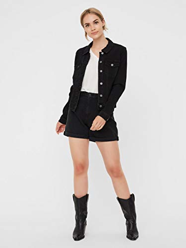 Vero Moda Vmhot SOYA LS Denim Jacket Mix Noos Chaqueta, Negro (Black Black), 36 (Talla del Fabricante: X-Small) para Mujer