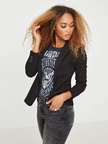 Vero Moda Vmjulia Ls Blazer Dnm Noos, Chaqueta de Traje para Mujer, Negro (Black Black), 36