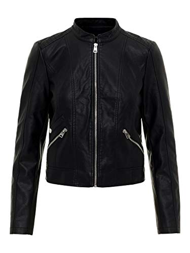 Vero Moda Vmkhloe Favo Faux Leather Jacket Noos Chaqueta, Negro (Black), 40 (Talla del fabricante: Medium) para Mujer