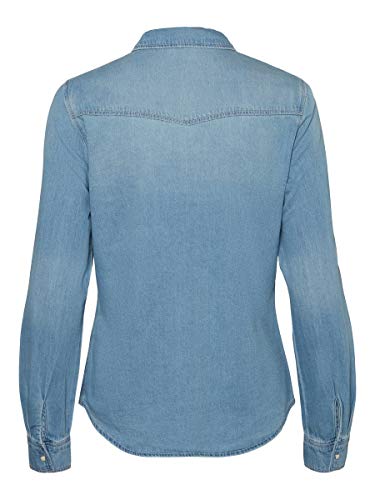 Vero Moda Vmmaria LS Dnm Slim Shirt Mix Ga Noos Ci Camisa, Hellblau, XL para Mujer