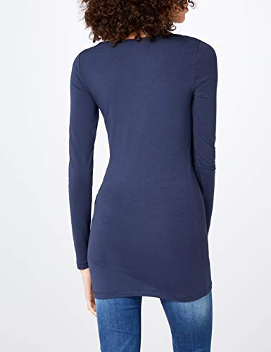 VERO MODA VMMAXI MY LS SOFT LONG U-NECK NOOS, Camisa Manga Larga Mujer, Azul (Black Iris), 36 (Talla del fabricante: Small)