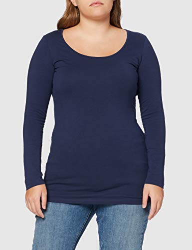 VERO MODA VMMAXI MY LS SOFT LONG U-NECK NOOS, Camisa Manga Larga Mujer, Azul (Black Iris), 36 (Talla del fabricante: Small)