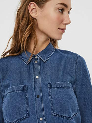 Vero Moda VMMILA LS Long Shirt Mix GA Noos Blusas, Medio De Mezclilla Azul, XS para Mujer