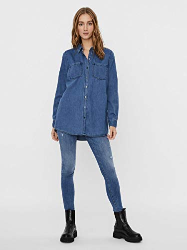 Vero Moda VMMILA LS Long Shirt Mix GA Noos Blusas, Medio De Mezclilla Azul, XS para Mujer