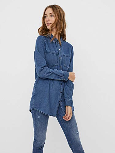Vero Moda VMMILA LS Long Shirt Mix GA Noos Blusas, Medio De Mezclilla Azul, XS para Mujer
