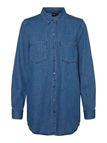 Vero Moda VMMILA LS Long Shirt Mix GA Noos Blusas, Medio De Mezclilla Azul, XS para Mujer