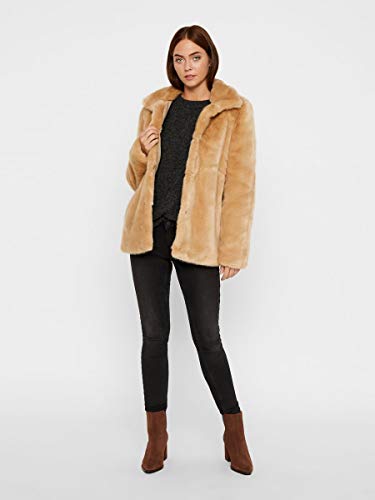 Vero Moda Vmmink Faux Fur Jacket Chaqueta, Beige (Birch Birch), Small para Mujer