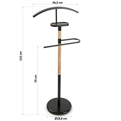 Versa 18790511 Galán De Noche Mueble, Madera y Metal, Negro, 46.5X28.8X112 Cm