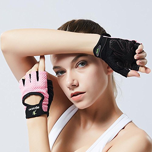VERTAST - Guantes de gimnasio con agarre acolchado sin dedos para levantamiento de pesas, entrenamiento combinado, ciclismo, para mujer y hombre, Mujer, color rosa, tamaño medium
