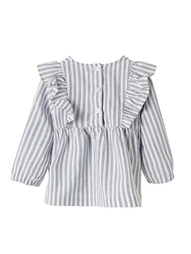 VERTBAUDET Blusa de algodón y Lino para bebé niña Azul Claro A Rayas 6M-67CM