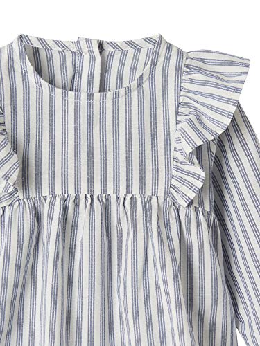 VERTBAUDET Blusa de algodón y Lino para bebé niña Azul Claro A Rayas 6M-67CM