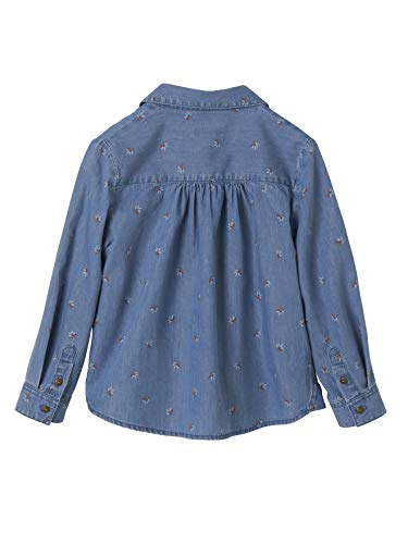 VERTBAUDET Blusa Vaquera para niña con Estampado de Flores Azul Oscuro Lavado 14A