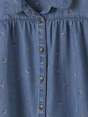 VERTBAUDET Blusa Vaquera para niña con Estampado de Flores Azul Oscuro Lavado 14A
