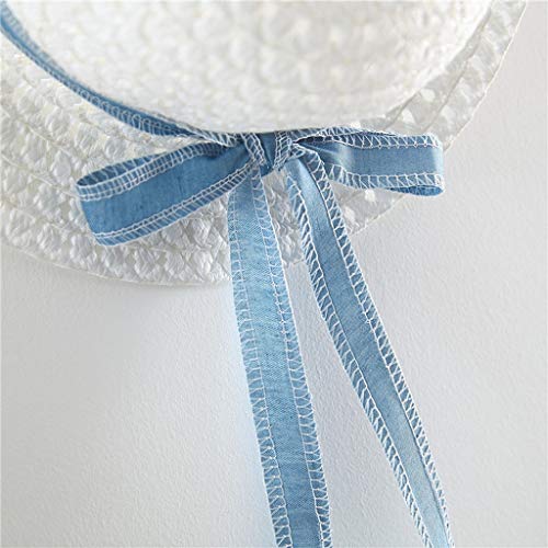 Vestido Bebé Niña Verano sin Mangas Elegante - Falda Corta de Niña + Sombrero de Sol con Lazo Conjunto de 2 Piezas - Vestido Bebés Playa para Cumpleaños,Vacaciones (Azul Claro-a, 2-3 años)