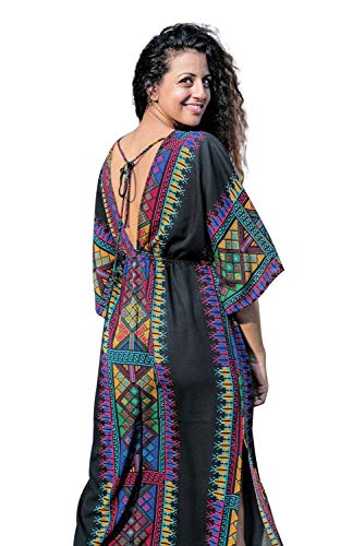Vestido Boho Mujer Largo Talla Grande Camisolas y Pareos Indios Bohemio Hippie Chic Tunica Piscina Caftan Africano Kaftan Etnico Kimono Flores Maxi Dress Ropa Hawaiana Traje de Baño Bikini Cover Up