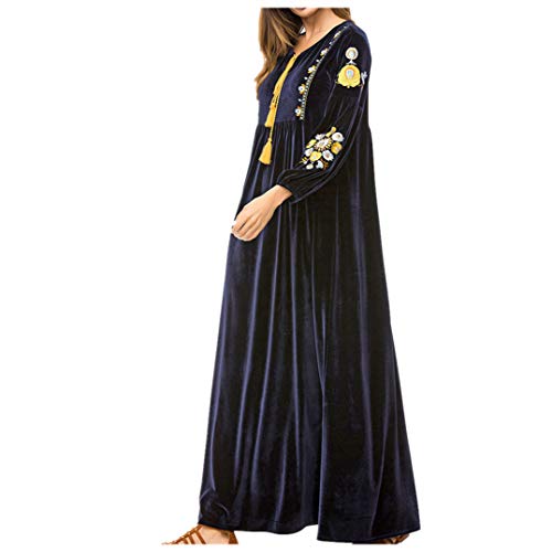 Vestido de Abaya Islámico Musulmán de Manga Larga Maxi Robe Elegante Ropa(M)