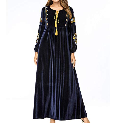 Vestido de Abaya Islámico Musulmán de Manga Larga Maxi Robe Elegante Ropa(M)