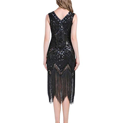 Vestido de Baile Latino con Cuello en v Salsa Cha Cha Tango Rumba Salón de Baile Cóctel Nocturno Vestido de Lentejuelas con borlas Vestido de Baile de práctica de Rendimiento para Mujeres Damas