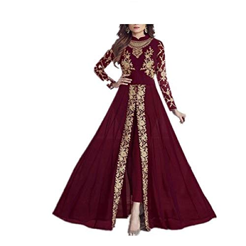 Vestido de mujer islámico musulmán europeo noble retro impreso vestido de manga larga fiesta árabe conjunto de dos piezas incluyendo pantalones falda larga