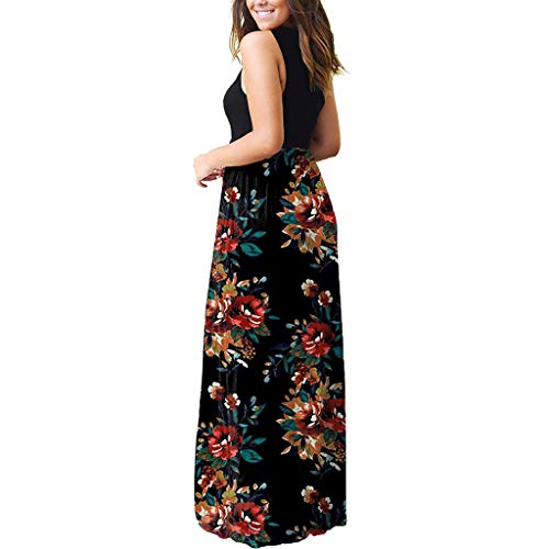 Vestido de Novia de Fiesta en la Playa de Verano Yvelands Verano de Las Mujeres sin Mangas Suelta Llano Maxi Vestido Largo Informal con Bolsillos