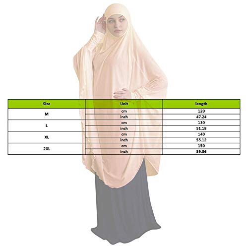 Vestido de oración musulmán para mujer, vestido de oración islámico musulmán Bata Hijab de cuerpo entero Ropa musulmana Chales largos Hijab Body Cove Bufanda Hijab Vestido islámico Abaya de dos piezas