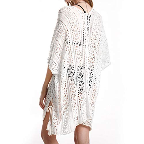 Vestido de Playa para Mujer, Vestido de Playa Ahuecado para Mujer Sarongs Bikini de Verano Traje de baño Coverups + Collar + Pendientes