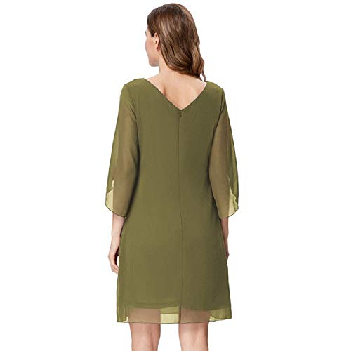 Vestido Elegante para Mujer Blusas Escote Redondo Vestido Gasa para Mujer Primavera Verano Verde Oliva S Cl011125-2